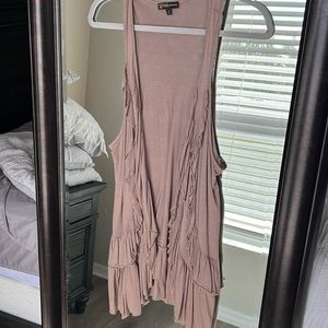 Grass Collections Ruffle Open Front Vest Shawl Large